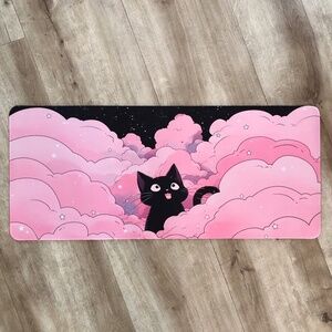 Kawaii Black Cat, Extra Large, Gaming, Mouse Pad, Desk Mat, 27.5" x 11.5", NEW